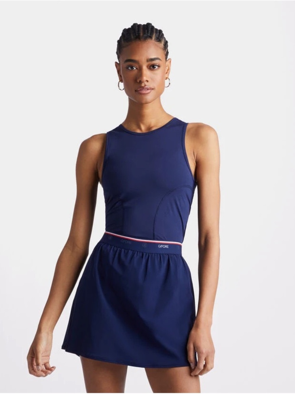 G/FORE Navy Stretch Warp Knit Perforated Ops Skort
